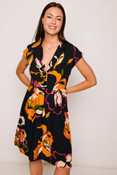 Mundaka Black Flower Short Dress